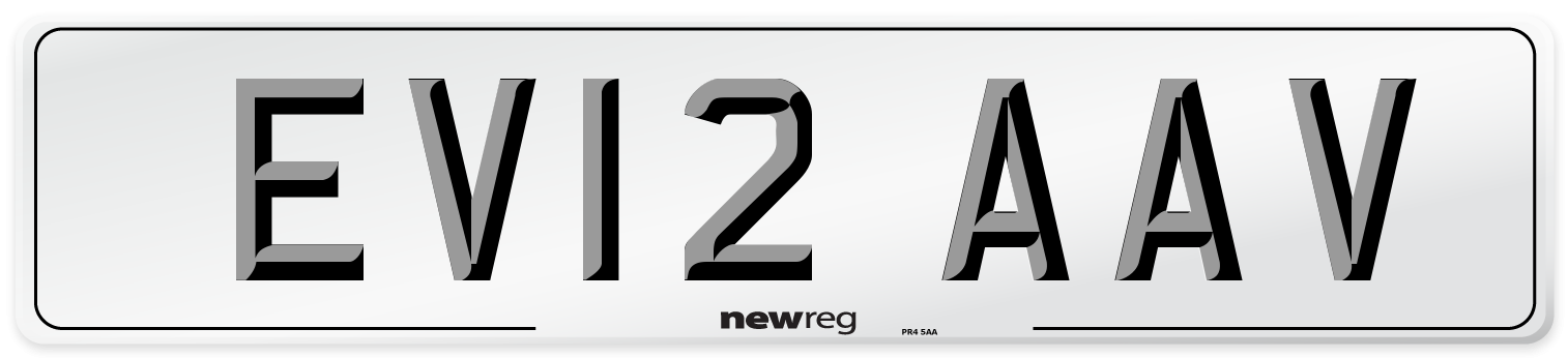 EV12 AAV Number Plate from New Reg